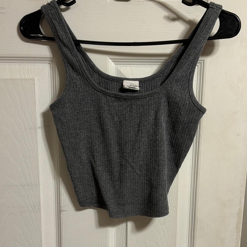 Charcoal Women's Ribbed Crop Top